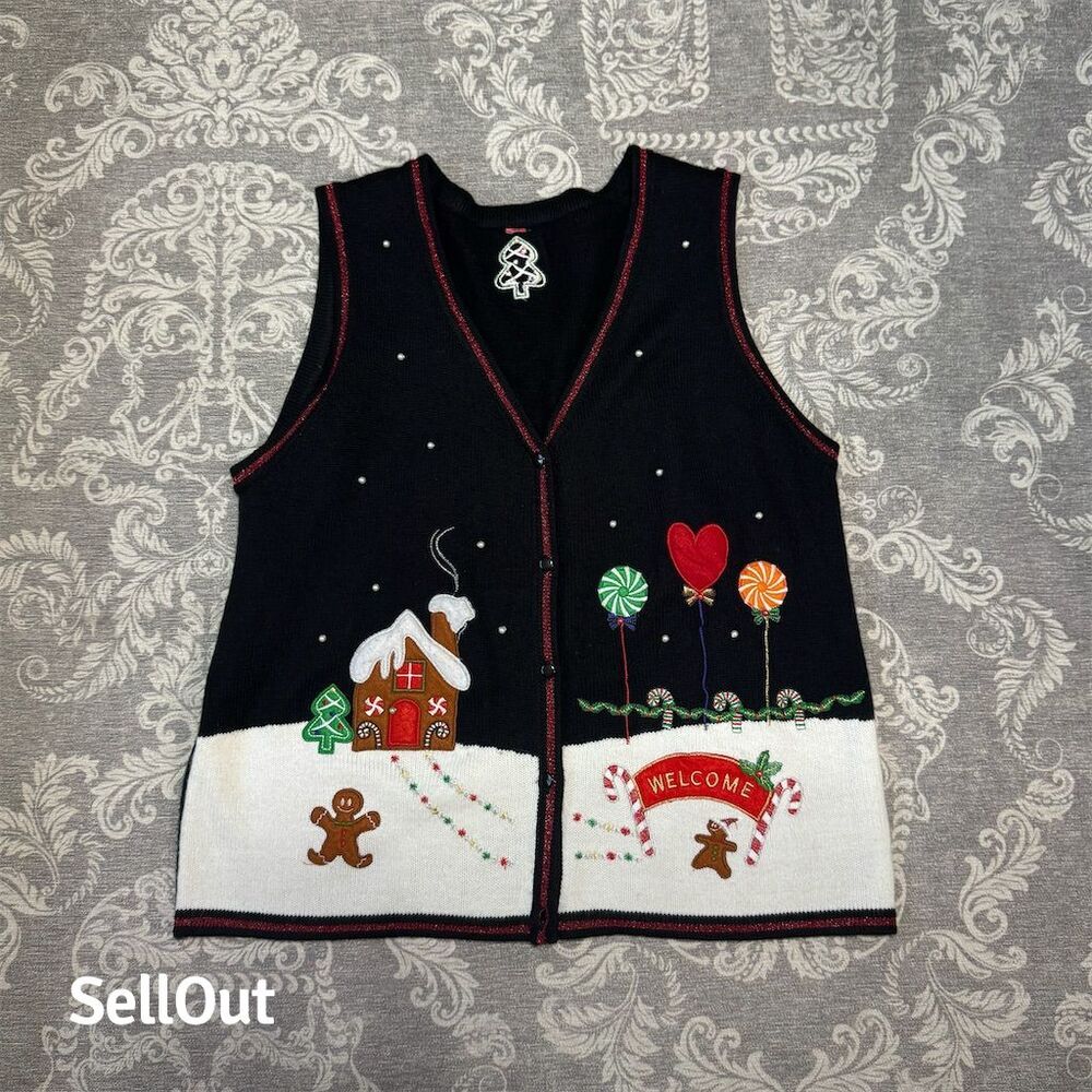 Vintage Unbranded Women's Christmas Sweater Vest M Multicolor